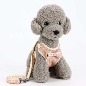 Dog Breathable Mesh Harness with Leash Pet Walking Harness with Cute Bows Adjustable Training Vest (Color: PINK, size: M)